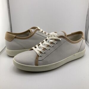 ECCO Shoes Womens Size 9-9.5 White Tan Leather Lace Up Low Top Casual Soft 7